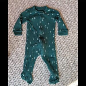 Little Planet Organic Cotton Waffle Knit Pajamas Footies, Trees, Green 9M 9 Mos